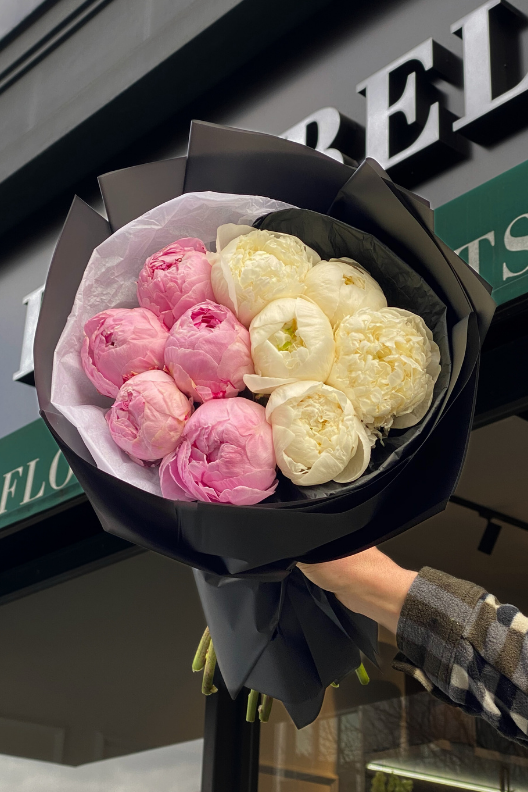 10 Pembe Beyaz Şakayık Buketi