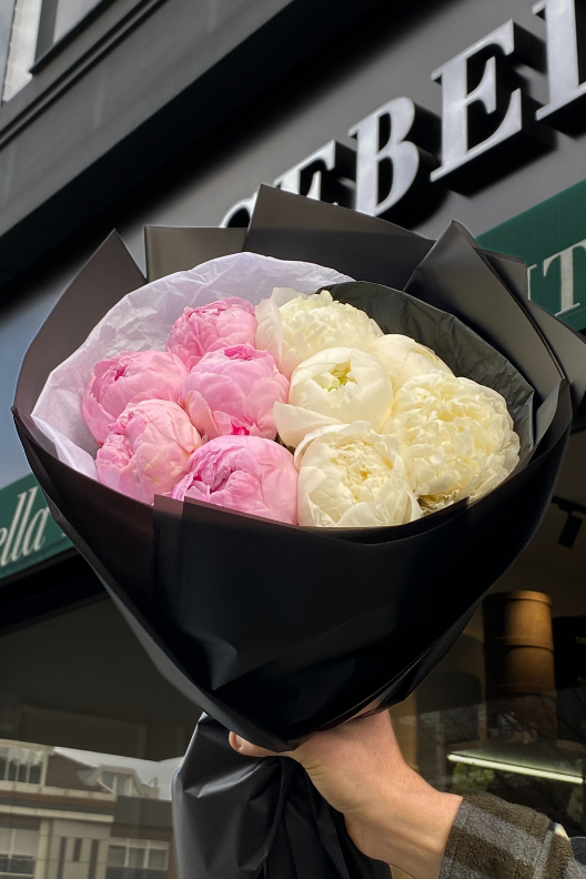 10 Pembe Beyaz Şakayık Buketi