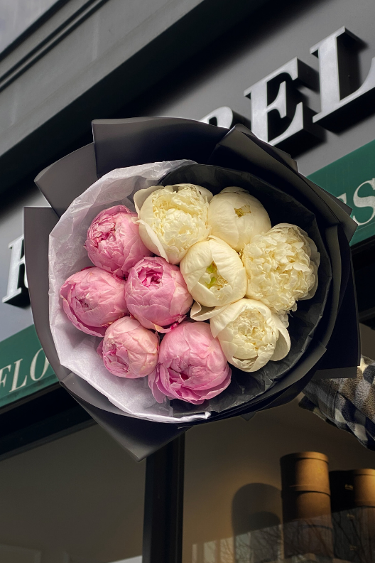 10 Pembe Beyaz Şakayık Buketi