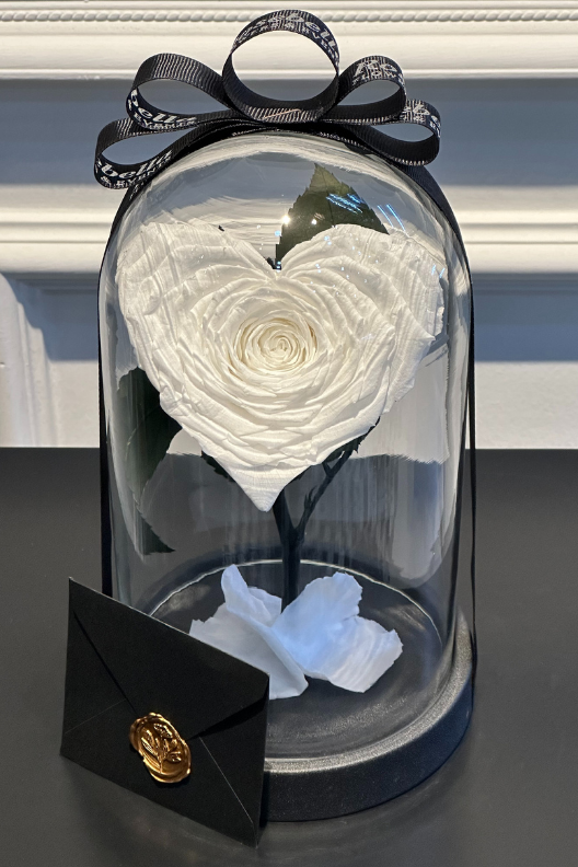 Beyaz Kalp Solmayan Gül