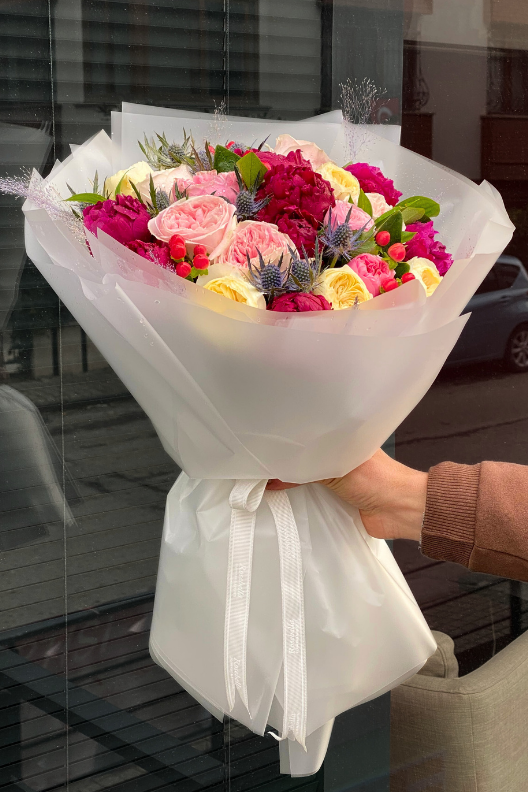 Bordo Şakayık Gül Buketi