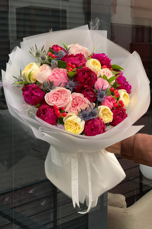 Bordo Şakayık Gül Buketi