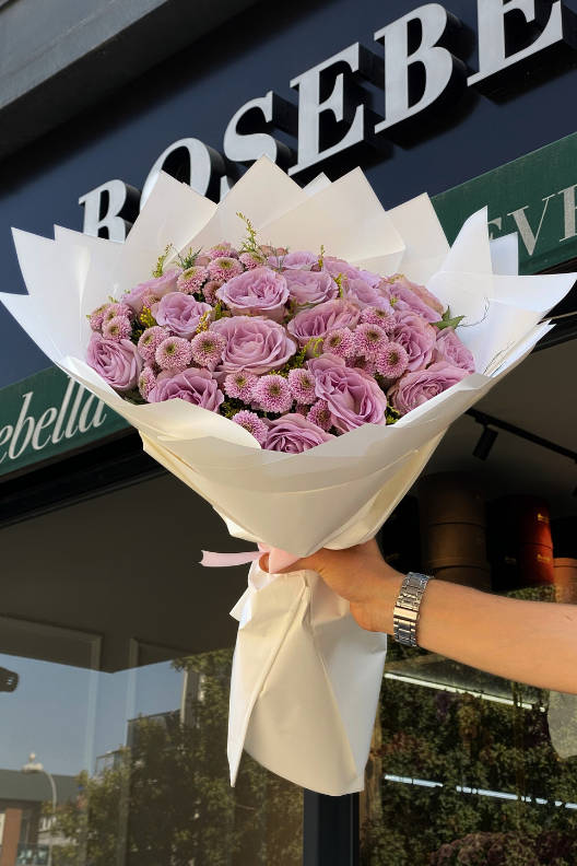 21 Lila Gül Buketi