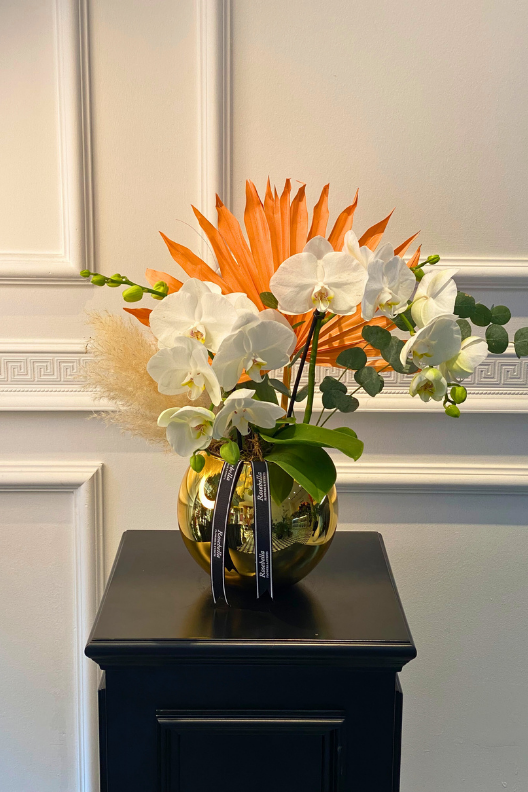 Cam Vazoda Medium Beyaz Orkide