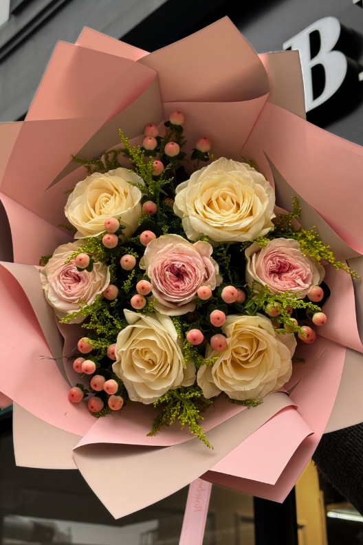 Soft Krem Pembe Gül Buketi
