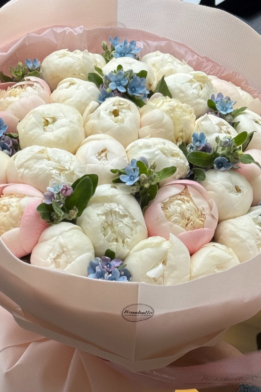 25 Beyaz Pembe Şakayık Buketi