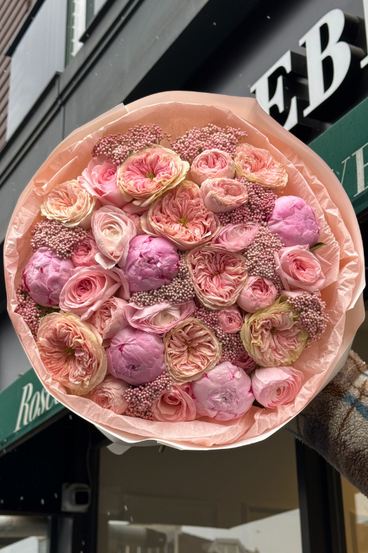 Hollanda Gülleri Pembe Şakayık Buketi