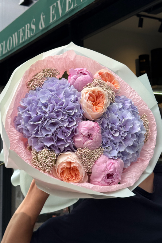 Mor Ortanca Pembe Şakayık Juliet Güller Buketi