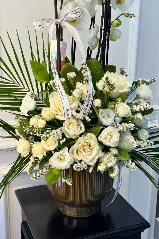 White Prestige Orkide & Gül Aranjmanı