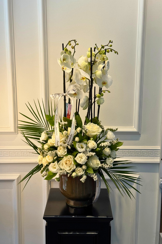 White Prestige Orkide & Gül Aranjmanı
