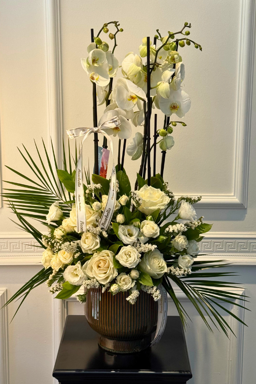 White Prestige Orkide & Gül Aranjmanı